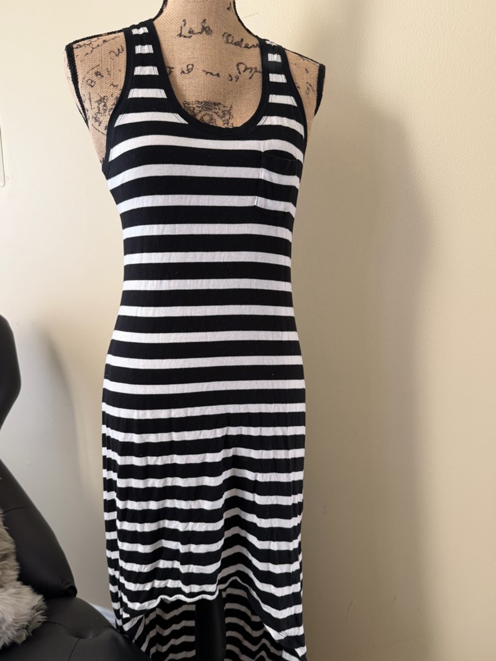 Express Black and White Striped High-Low Tank Dress